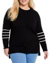 Nic + Zoe Nic+zoe Dashing Down Whipstitch High/low Sweater In Black
