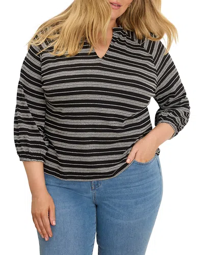 Nic+zoe Plus Dashing Stripe Knit Top In Gray