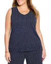 Nic+zoe Plus Destination Stripe Knit Tank Top In Blue
