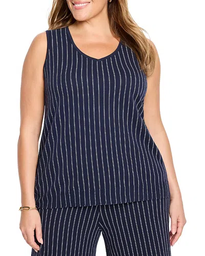 Nic+zoe Plus Destination Stripe Knit Tank Top In Blue