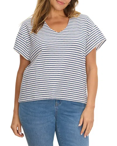 Nic+zoe Plus Diamond Stripe V Neck Top In Multi