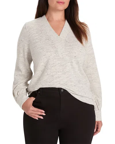 Nic + Zoe Nic+zoe Plus Downtown Sparkle Nep Knit Top In Gray