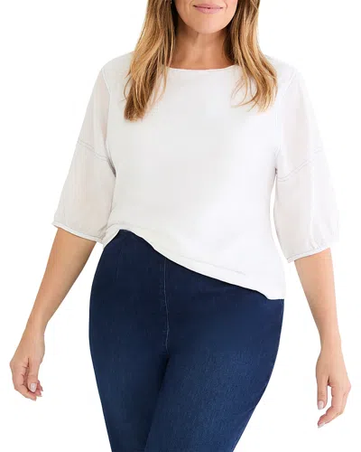 Nic+zoe Plus Elbow Sleeve Top In White