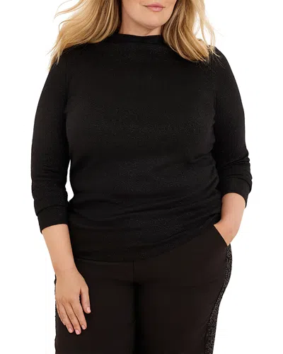 Nic+zoe Plus Everyday Sparkle Ruched Top In Black