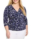 Nic+zoe Plus Faux Wrap Top In Indigo Multi
