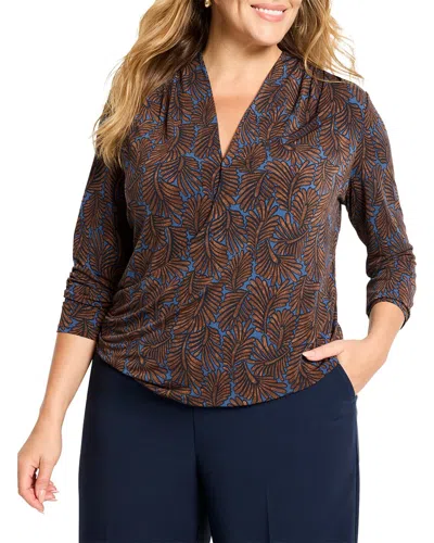 Nic + Zoe Nic+zoe Plus Feather Fern Wrap Top In Brown