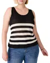 Nic + Zoe Nic+zoe Plus Featherweight Striped Linen-blend Tank In Black