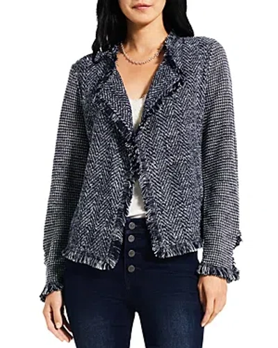 Nic+zoe Plus Fringe Mix Knit Jacket In Indigo Multi