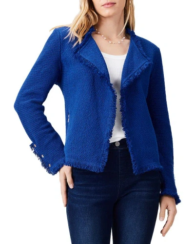 Nic+zoe Plus Fringe Mix Knit Jacket In Mazarine