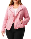 Nic+zoe Plus Fringe Mix Knit Jacket In Pink Mix