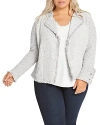 Nic+zoe Plus Fringe Mix Knit Jacket In Sugar Cookie