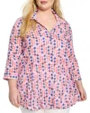 Nic + Zoe Nic+zoe Geo Dot Crinkle Cotton Button-up Shirt In Multi