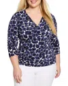 Nic + Zoe Nic+zoe Geo Pebble Faux Wrap Top In Blue
