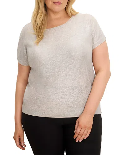Nic+zoe Plus Glazed Featherknit Sweater In Gray