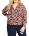 Nic+zoe Plus Harvest Ikat Top In Multi
