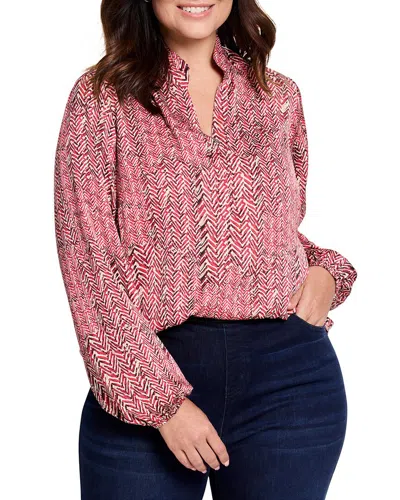 Nic + Zoe Nic+zoe Plus Herringbone Stamp Top In Pink