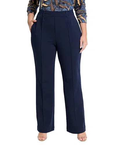 Nic+zoe Plus High Rise Wide Leg Pants In Dark Indigo