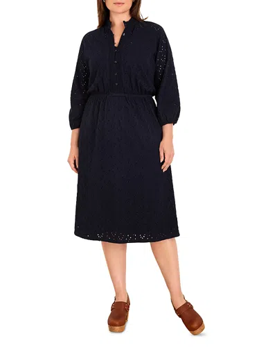 Nic+zoe Plus High Tea Knit Eyelet Dress In Blue
