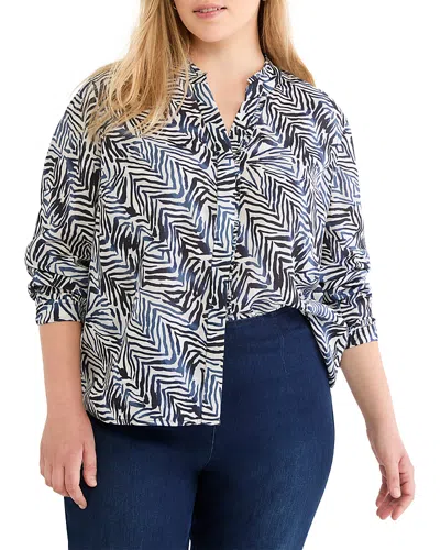 Nic+zoe Plus Inked Lines Shirt In Blue