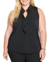 Nic+zoe Plus Knit Crepe Ruffle Top