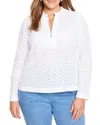 Nic + Zoe Nic+zoe Knit Eyelet Split Neck Top In White