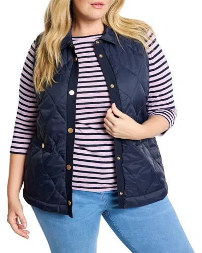 Nic + Zoe Nic+zoe Plus Knit Trim Puffer Vest In Blue