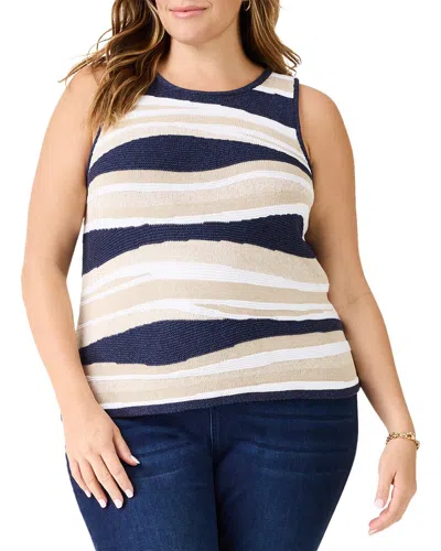Nic + Zoe Nic+zoe Plus Knit Waves Sweater Tank In Blue