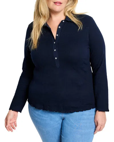 Nic + Zoe Nic+zoe Cotton Lace Knit Top In Dark Indigo