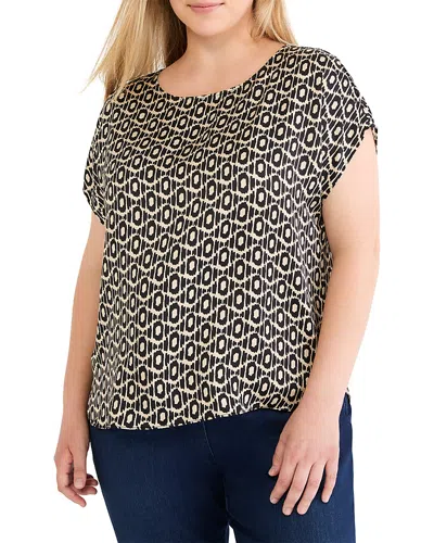 Nic+zoe Plus Lacy Diamonds Day Gloss Woven Tee In Black