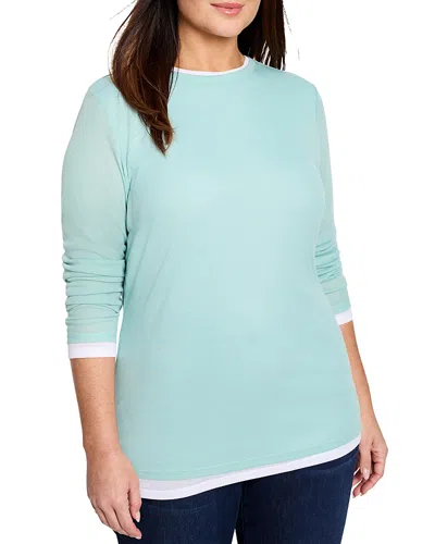 Nic+zoe Plus Layered Look Tee In Bright Aqua
