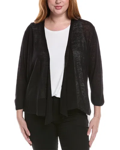 Nic + Zoe Nic+zoe Plus Linen-blend Cardigan In Black