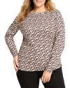 Nic+zoe Plus Nic + Zoe Plus Long Sleeve Printed Boat Tee In Multi