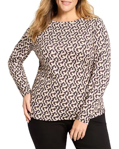 Nic+zoe Plus Nic + Zoe Plus Long Sleeve Printed Boat Tee In Multi