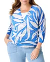 Nic + Zoe Nic+zoe Meadow Mix 4-way Linen Blend Convertible Cardigan In Blue