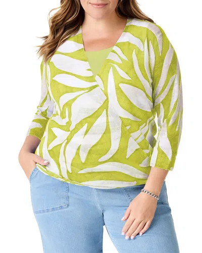 Nic + Zoe Nic+zoe Plus Meadow Mix 4-way Linen-blend Cardigan In Green