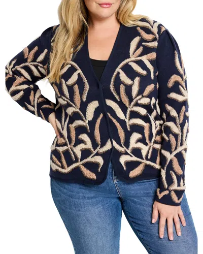 Nic + Zoe Nic+zoe Midnight Fern Tufted Cardigan In Indigo Multi