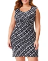 Nic+zoe Plus Midnight Shibori Twist Front Dress In Black Multi
