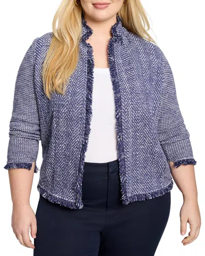 NIC + ZOE NIC+ZOE PLUS NOTCH COLLAR FRINGE MIX KNIT JACKET