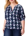 Nic + Zoe Nic+zoe Ocean Batik Elbow Sleeve Top
