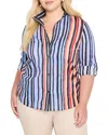 Nic+zoe Plus Painted Peninsula Striped Blouse In Multi