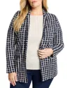 Nic+zoe Plus Painted Plaid Boyfriend Blazer In Indigo Multi
