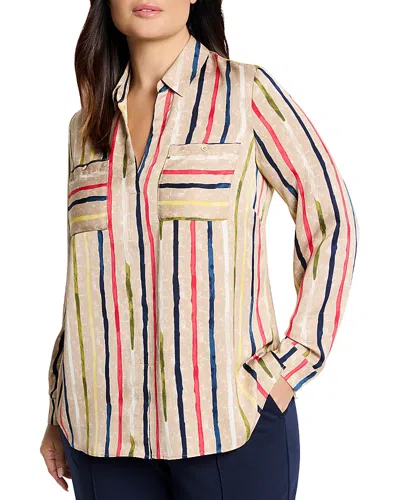Nic+zoe Plus Painted Stripe Shirt In Neutral Multi