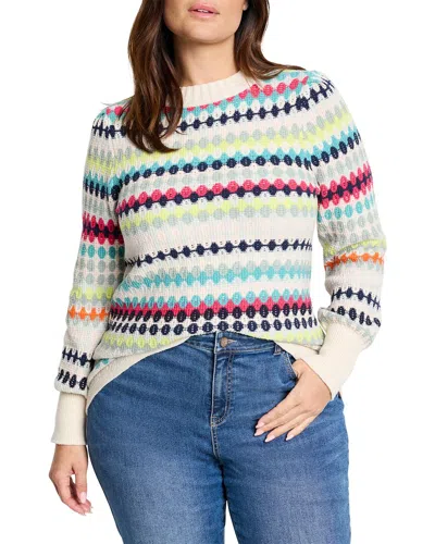 Nic + Zoe Pattern Waffle Stitch Sweater In Pink Multi