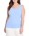 Nic + Zoe Nic+zoe Plus Perfect Knit Rib Scoop Tank In Blue