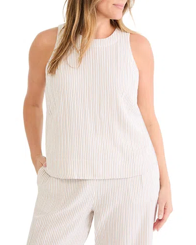 Nic+zoe Plus Pinstripe Crewneck Gauze Top In White