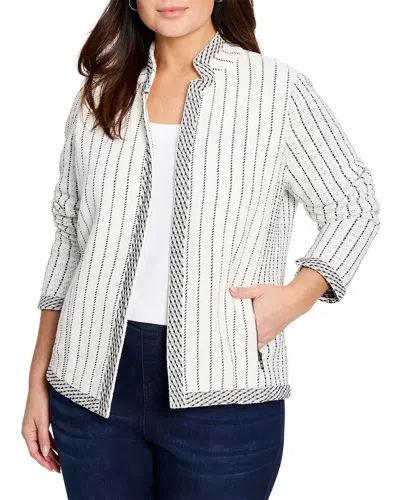 Nic + Zoe Nic+zoe Plus Pinstripe Notch Collar Knit Jacket
