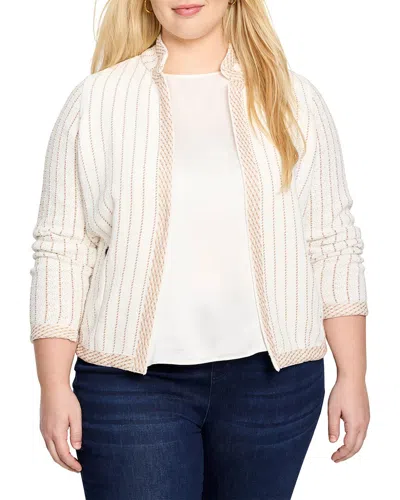 Nic + Zoe Nic+zoe Notch Collar Stripe Knit Jacket In Neutral Multi