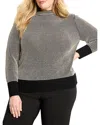 Nic+zoe Plus Pixel Knit Funnel Neck Sweater In Gray