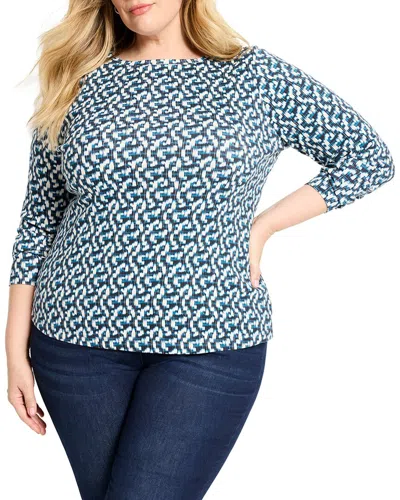Nic + Zoe Nic+zoe Plus Printed Boat T-shirt In Blue