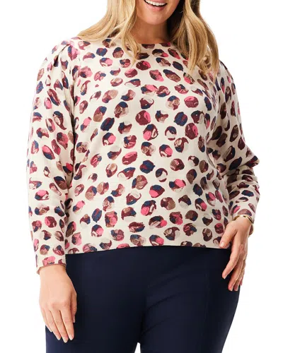 Nic + Zoe Blush Dot Cotton Blend Sweater In Pink Multi